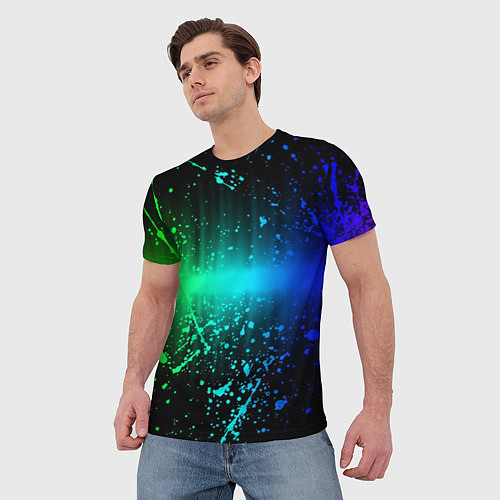 Мужская футболка Неоновая абстракция / 3D-принт – фото 3