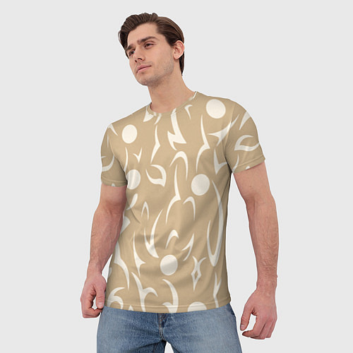 Мужская футболка Абстрактные фигуры на кремовом фоне / 3D-принт – фото 3