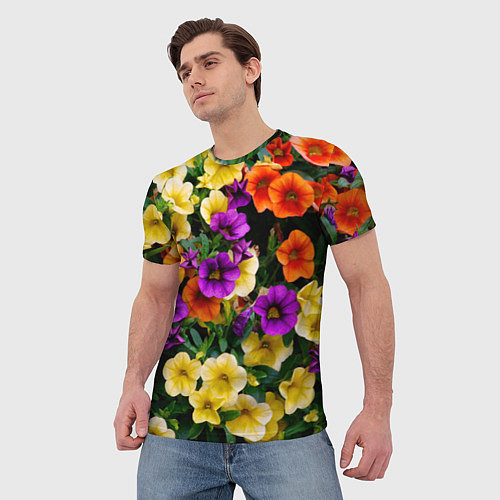 Мужская футболка Разноцветная петуния / 3D-принт – фото 3