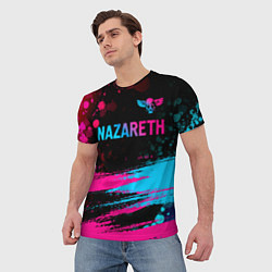 Футболка мужская Nazareth - neon gradient: символ сверху, цвет: 3D-принт — фото 2