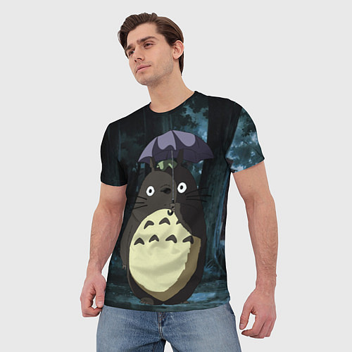 Мужская футболка Totoro in rain forest / 3D-принт – фото 3