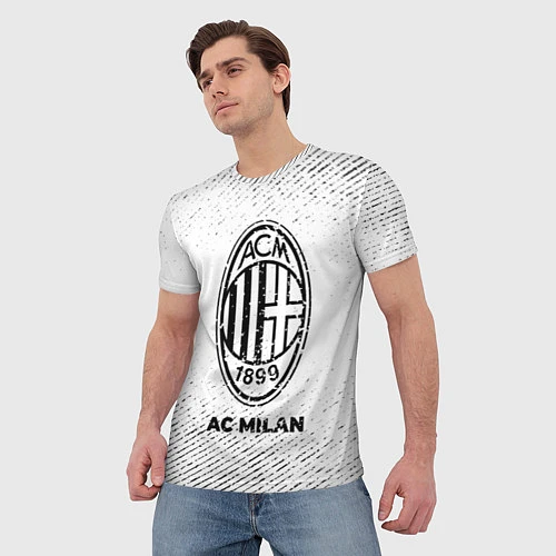 Мужская футболка AC Milan с потертостями на светлом фоне / 3D-принт – фото 3