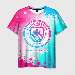 Футболка мужская Manchester City neon gradient style, цвет: 3D-принт