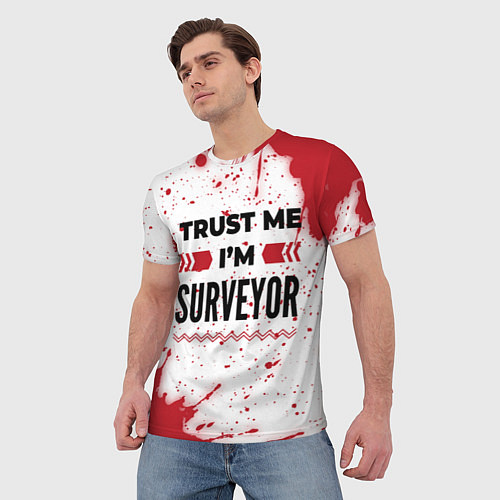 Мужская футболка Trust me Im surveyor white / 3D-принт – фото 3