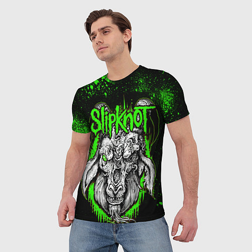 Мужская футболка Slipknot зеленый козел / 3D-принт – фото 3