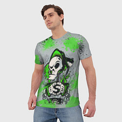 Футболка мужская Slipknot скелет green, цвет: 3D-принт — фото 2