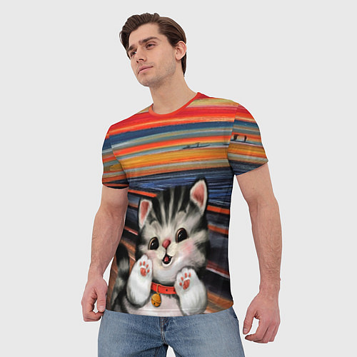Мужская футболка Крик котёнка мяу / 3D-принт – фото 3
