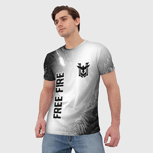 Мужская футболка Free Fire glitch на светлом фоне: надпись, символ / 3D-принт – фото 3