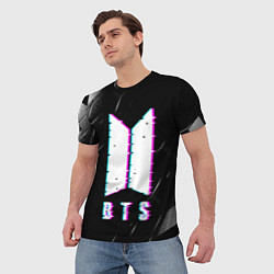 Футболка мужская BTS - Неоновый логотип, цвет: 3D-принт — фото 2