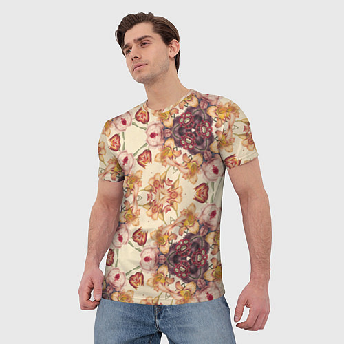 Мужская футболка Цветы абстрактные розы / 3D-принт – фото 3