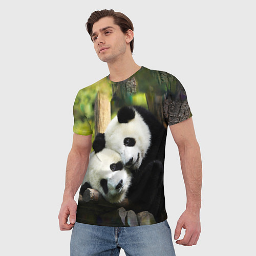 Мужская футболка Влюблённые панды / 3D-принт – фото 3