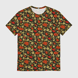 Футболка мужская Хохлома - красные ягоды, цвет: 3D-принт