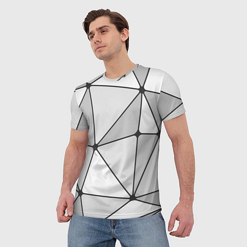 Мужская футболка Геометрические линии на сером фоне / 3D-принт – фото 3