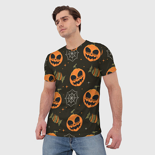 Мужская футболка Хэллоуин тыквы / 3D-принт – фото 3