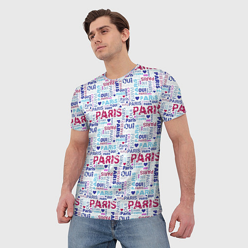 Мужская футболка Парижская бумага с надписями - текстура / 3D-принт – фото 3