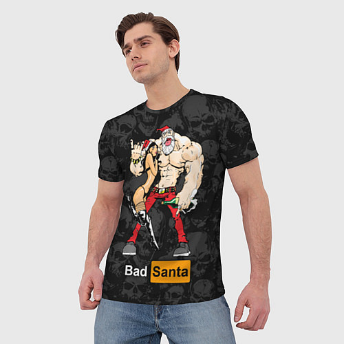 Мужская футболка Bad Santa and sexy girl / 3D-принт – фото 3