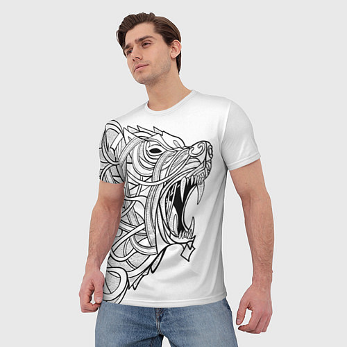 Мужская футболка Медведь тату арт / 3D-принт – фото 3
