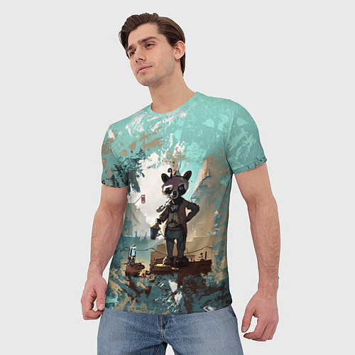 Мужская футболка Енот в стиле стимпанк / 3D-принт – фото 3