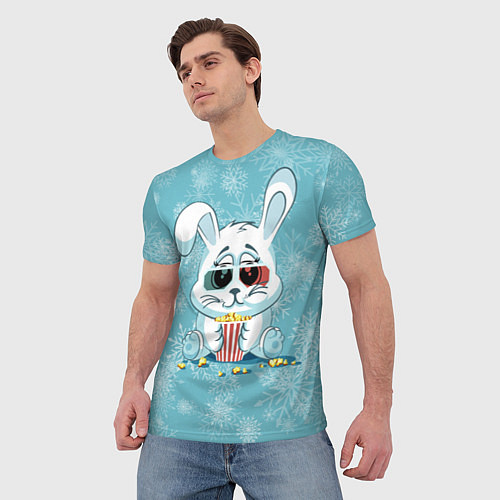 Мужская футболка Кролик кушает попкорн / 3D-принт – фото 3