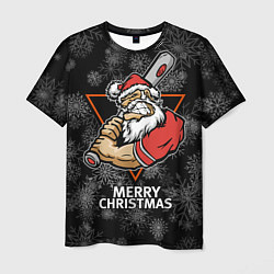 Футболка мужская Merry Christmas! Cool Santa with a baseball bat, цвет: 3D-принт