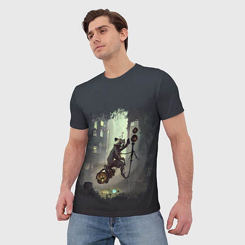 Мужская футболка Енот на ракете / 3D-принт – фото 3