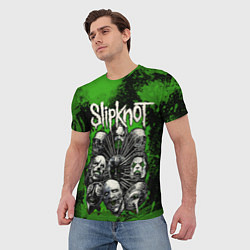 Футболка мужская Slipknot green abstract, цвет: 3D-принт — фото 2