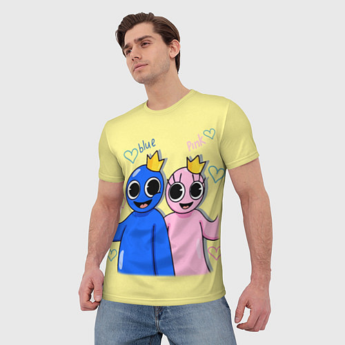 Мужская футболка Радужные друзья: Синий и Розовая / 3D-принт – фото 3