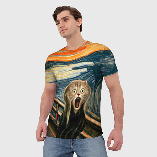 Мужская футболка Нейросеть - крик кота / 3D-принт – фото 3