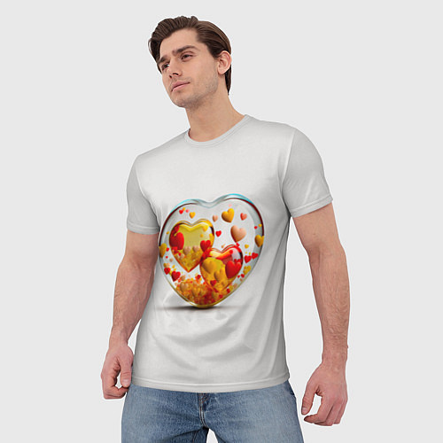 Мужская футболка Влюблённые сердца - сувенир / 3D-принт – фото 3