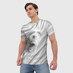 Футболка мужская Нечеловеческий вопль - складки ткани, цвет: 3D-принт — фото 2