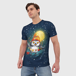 Футболка мужская Новогодняя ночная совушка, цвет: 3D-принт — фото 2