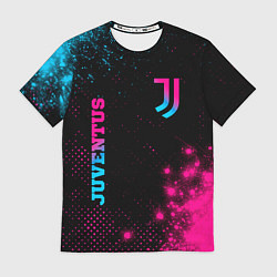 Футболка мужская Juventus - neon gradient: надпись, символ, цвет: 3D-принт