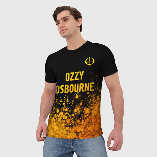 Мужская футболка Ozzy Osbourne - gold gradient: символ сверху / 3D-принт – фото 3