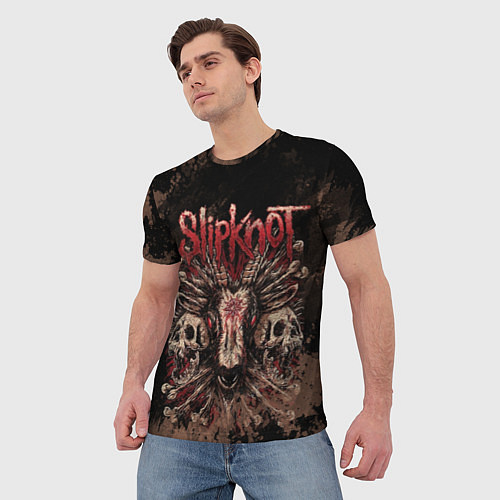 Мужская футболка Slipknot skull / 3D-принт – фото 3