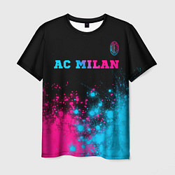 Футболка мужская AC Milan - neon gradient: символ сверху, цвет: 3D-принт