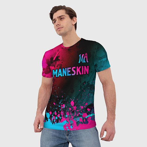 Мужская футболка Maneskin - neon gradient: символ сверху / 3D-принт – фото 3
