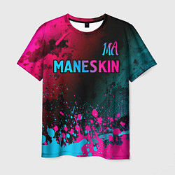 Футболка мужская Maneskin - neon gradient: символ сверху, цвет: 3D-принт