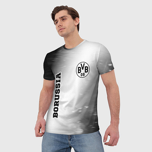 Мужская футболка Borussia sport на светлом фоне: надпись, символ / 3D-принт – фото 3