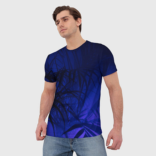 Мужская футболка Пальма в неоновом свете / 3D-принт – фото 3