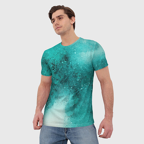 Мужская футболка Брызги зеленой краски / 3D-принт – фото 3