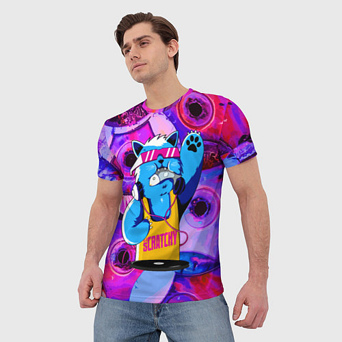 Мужская футболка DJ Scratchy in pink glasses / 3D-принт – фото 3