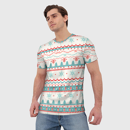 Мужская футболка Новогодний свитер, но без оленей / 3D-принт – фото 3