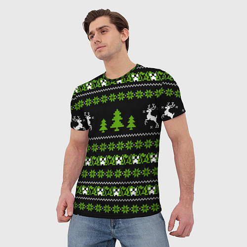 Мужская футболка Новогодний свитер - Крипер / 3D-принт – фото 3