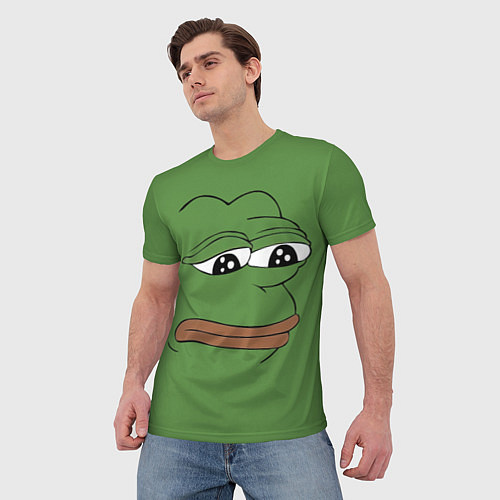 Мужская футболка Лягушонок Pepe грустит / 3D-принт – фото 3