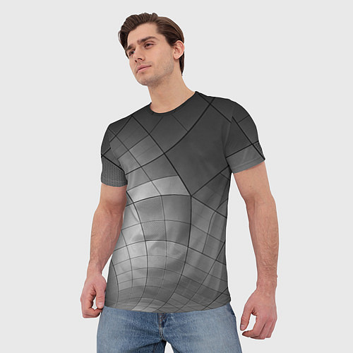 Мужская футболка Металлические серые пластины / 3D-принт – фото 3