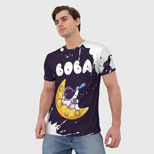 Мужская футболка Вова космонавт отдыхает на Луне / 3D-принт – фото 3