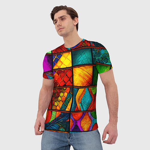 Мужская футболка Лоскутная мозаика - пэчворк / 3D-принт – фото 3