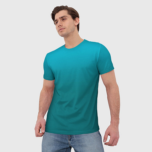 Мужская футболка Градиент бирюзовый / 3D-принт – фото 3