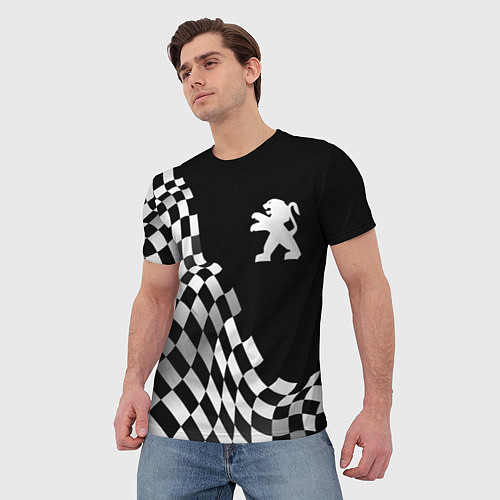 Мужская футболка Peugeot racing flag / 3D-принт – фото 3