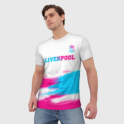 Футболка мужская Liverpool neon gradient style: символ сверху, цвет: 3D-принт — фото 2